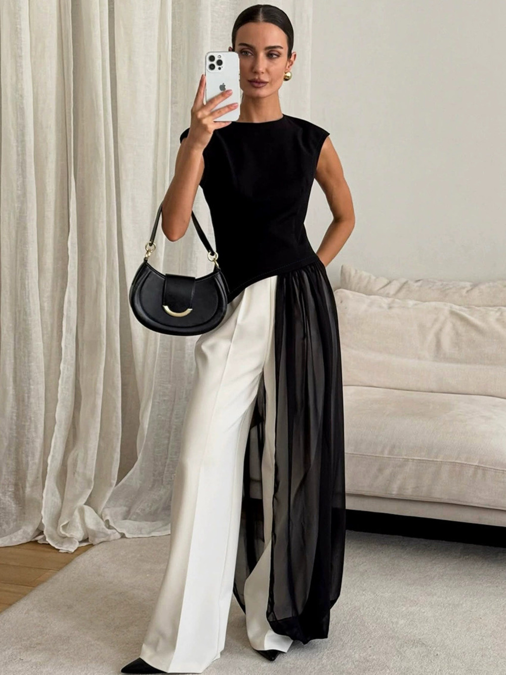 ZARA Womens Spring Sheer French Maxi Dress Elegant Casual Fashion A Line